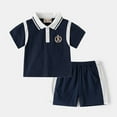 thumbnail image 2 of Landzoo One Toddler Boys Two Piece Shorts Set Printed Patch Short Sleeve Shirt And Shorts Summer Set (2-10Y Years) Cute Cozy Children Dailywear 6-7 Years, 2 of 7