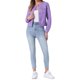 thumbnail image 2 of CHAQUETA DE DENIM CORTA SIN CUELLO DE MANGA LARGA PARA MUJERES INSPIRE CHIC L PURPURA, 2 of 6