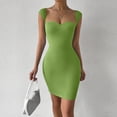 thumbnail image 2 of ClodeEU Women's Sleeveless Bodycon Mini Dress,Basic Solid Slim Fit Dress Green,Women's Plus L, 2 of 8