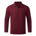 thumbnail image 4 of Rggeeun Men's Polo Shirts Male Casual Solid Color Zipper Lapel Long Sleeve Polo Shirts Top Classic Collared Golf Shirts Mens Shirts, 4 of 5