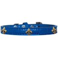 thumbnail image 1 of Fleur de Lis en Bronze Widget Croc Chien Collier Bleu Taille 14, 1 of 1