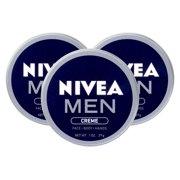 3 Pk Nivea Men Creme, For Face, Body & Hands, Moisrurizing Cream Tin Can 1 Ounce