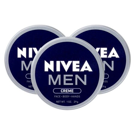 3 Pk Nivea Men Creme, For Face, Body & Hands, Moisrurizing Cream Tin Can 1 Ounce