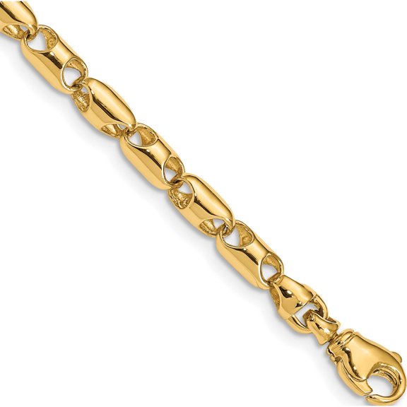 14K Yellow Gold 4.1mm Fancy Barrel Link Chain (18 X 4.1) Made In Peru lk750-18