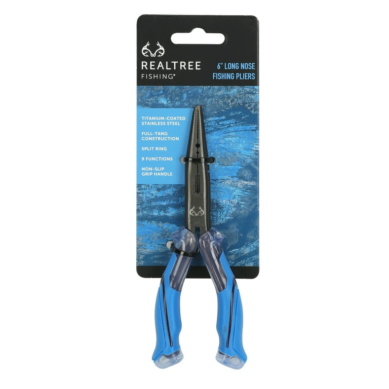 Realtree Fishing 6-inch Long Nose Pliers Stainless Steel Titanium