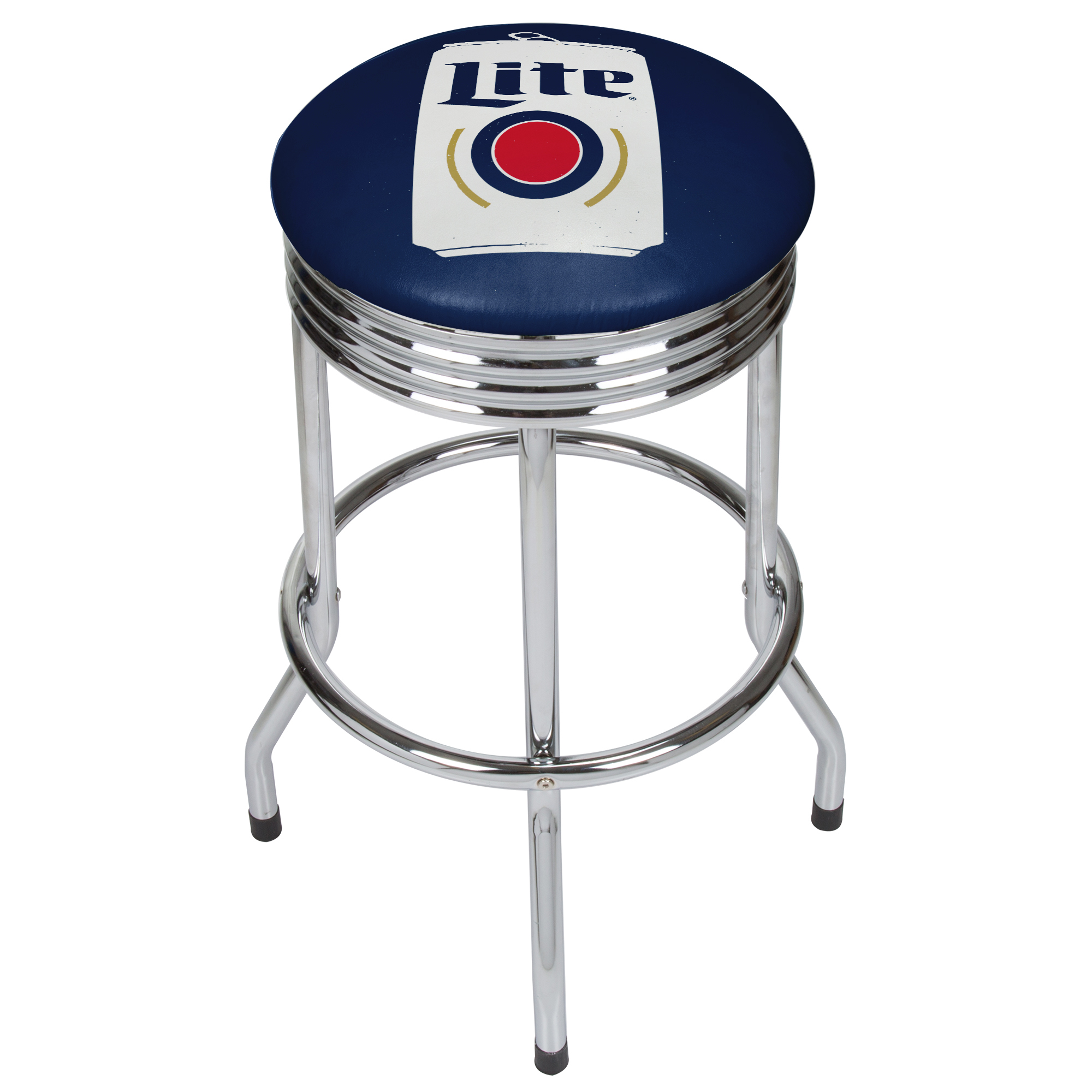 Miller Lite Chrome Ribbed Bar Stool Minimalist Can
