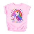 thumbnail image 4 of 4th Birthday Unicorn Shirt for Girls Rainbow Horse Party Theme Four Year Old Graphic Tee Pink Shirt 5-6, 4 of 5