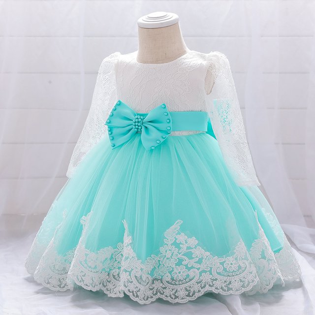 Vestido para niña, regalo de cumpleaños para bebé, vestido de encaje de manga larga con volantes para bebé