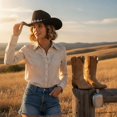 thumbnail image 5 of Slccxzc Vintage Western Cowboy Hat with Crown Decoration, Wide Brim Country Concert Headwear, 5 of 7
