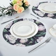 thumbnail image 2 of WOBOGO Purple Peonies Round Placemats Set of 1 Heat Resistant Washable Kitchen Table Decorations 15.4in, 2 of 7