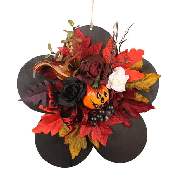 Decoraciones De Corona De Halloween Casa De Halloween Placa De Puerta De Rosa De Calabaza Signo De Bienvenida Colgante De Feliz Halloween Decoraciones De Halloween Eigraketly HA037461-00