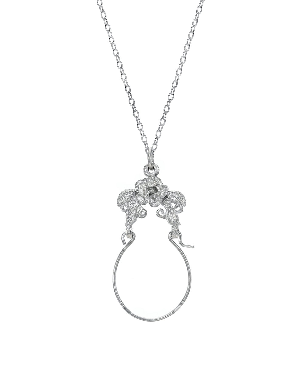Sterling Silver Rose Flower Charm Holder