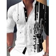 thumbnail image 1 of Camisa de manga larga para hombre, estampado gráfico, geométrico, cuello alto, para exteriores, calle, manga larga, estampado, moda, diseño de ropa informal, 1 of 6