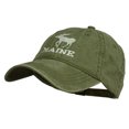 thumbnail image 2 of Maine State Moose Embroidered Washed Dyed Cap - Olive Green OSFM, 2 of 5