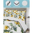 thumbnail image 4 of Quilts Twin-XL Size Bedding Set, Yellow Sunflowers Lightweight Quilted Comforter, Farmhouse Summer Botanical Watercolor Soft Reversible Bedspread Coverlet with Pillow Covers for All Season, 68" x 98", 4 of 7