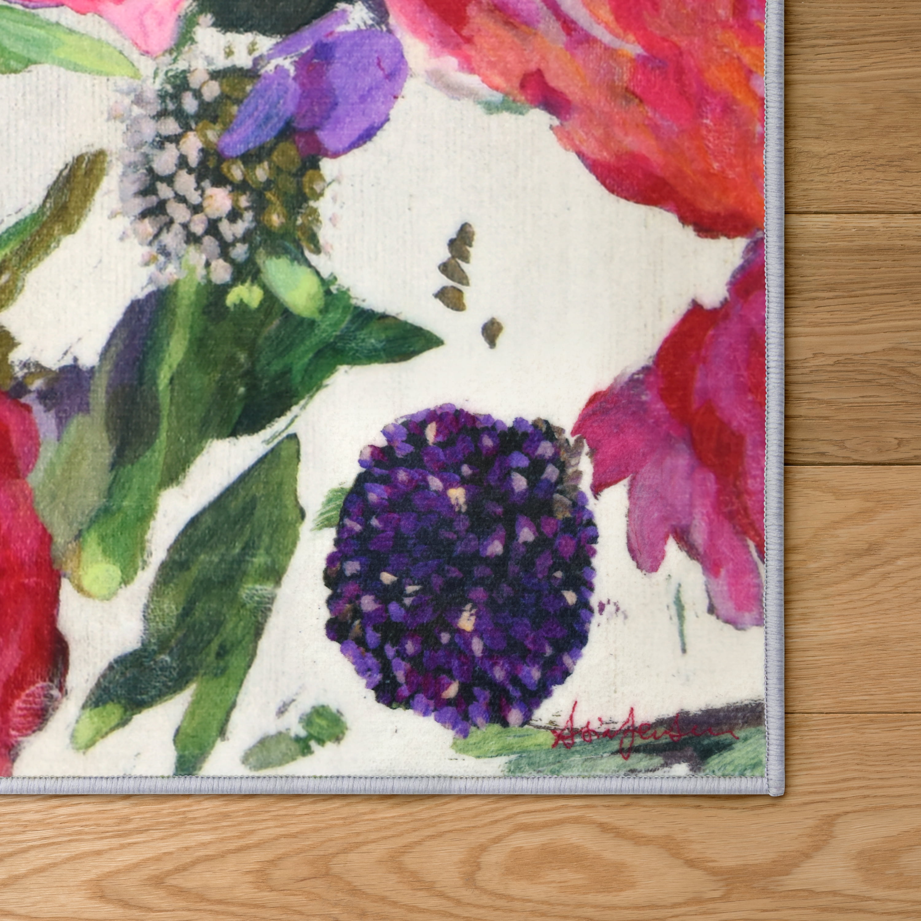 Amoroso B, 5'x8' Hand Washable Flowers Art Area Rug