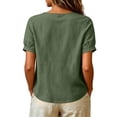 thumbnail image 6 of Qulqfy Embroidered Womens Tops Floral Fall Short Sleeve Casual Army Green Cute Tunic Comfy Henley V-Neck Shirts L, 6 of 7