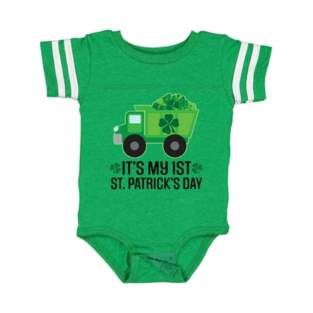 

Inktastic 1st St Patricks Day Construction Truck Shamrocks Gift Baby Boy Bodysuit