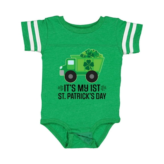 Inktastic 1st St Patricks Day Construction Truck Shamrocks Boys Baby Bodysuit