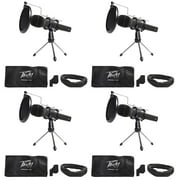(4) Peavey Podcasting Podcast Microphones+Stands+Pop Filters+Shock Mounts+Cables