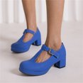 thumbnail image 2 of B91xZ Chaussures pour Femmes Bout Rond à Enfiler Chaussures Plates pour Femme Talon Bas Confort Doux, Bleu 8, 2 of 5