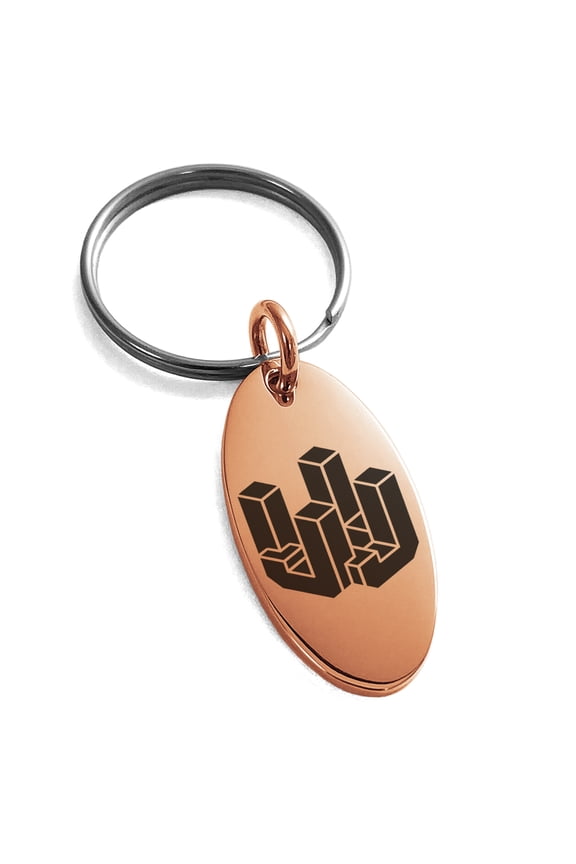 Stainless Steel Letter J Initial 3D Cube Box Monogram Engraved Small Oval Charm Keychain Keyring