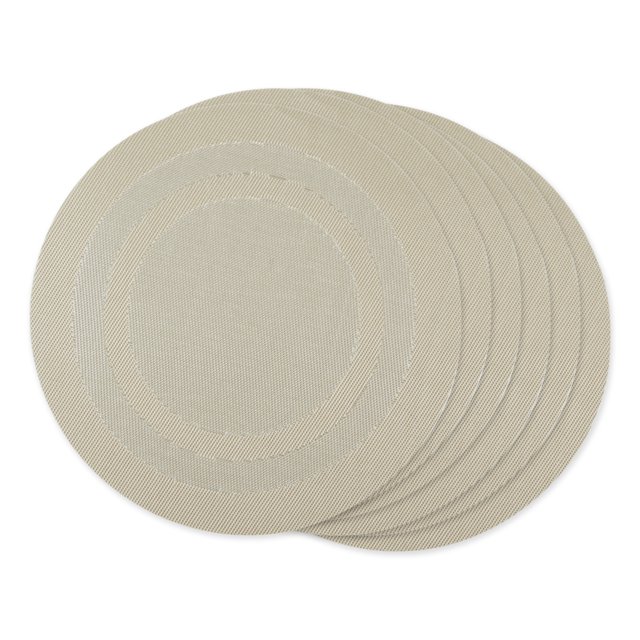Design Imports CAMZ13995 Ensemble de Sets de Table Ronds Tissés en PVC Champagne