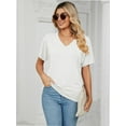 thumbnail image 5 of Womens T Shirts V Neck Short Sleeve Casual Loose Tees Tops Trending, 5 of 7