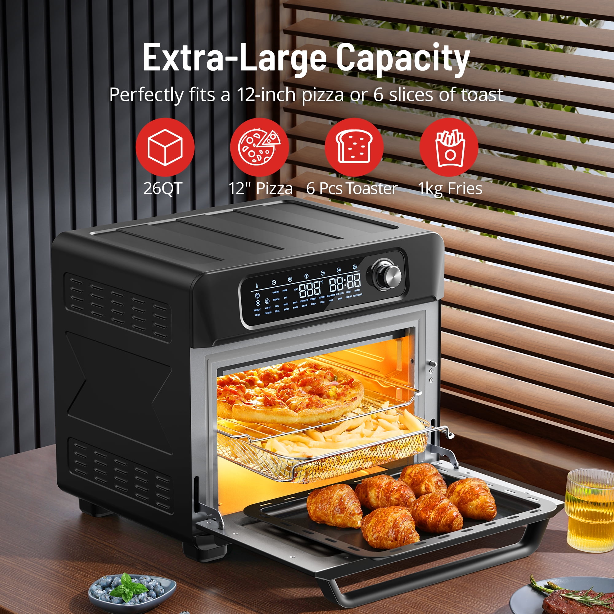 1700W 24QT Air Fryer Toaster Oven Combo, 2-in-1 Digital Convection Ove –  MAXKARE