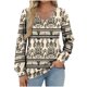 thumbnail image 2 of Heisall Women's Tops Spring Autumn 2025 New Arrival Long Sleeve V-Neck Loose Casual T-shirts with All-over Print Fashion, 2 of 5