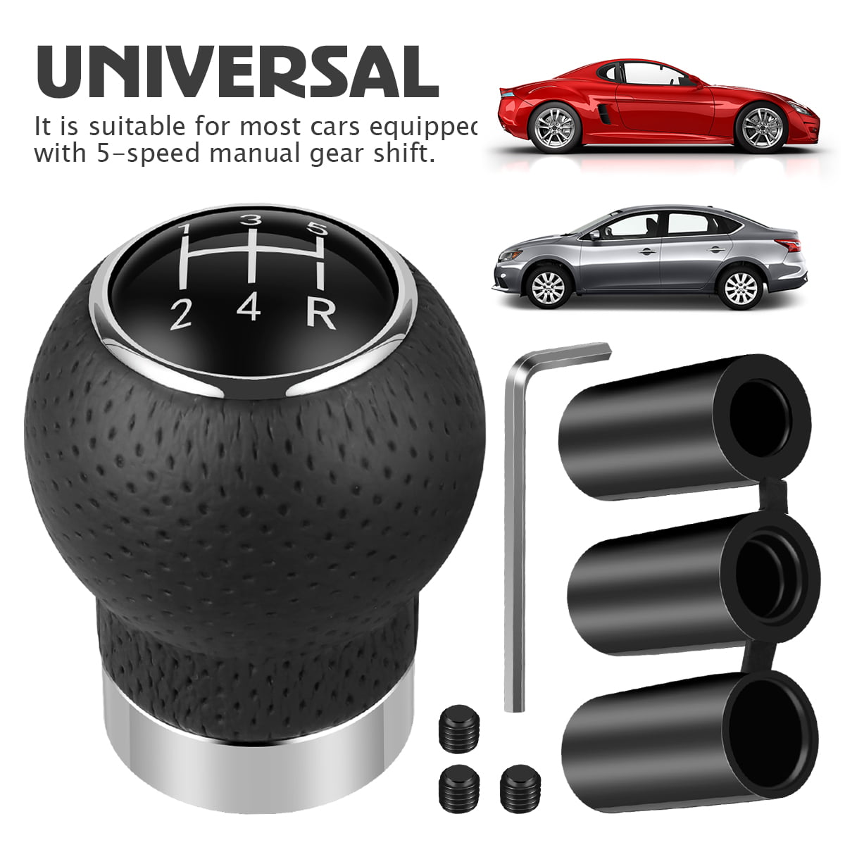 Walbest 1 Pack Car Gear Shift Knob, 5-Speed Acrylic Ball Modified Gear  Stick Head Knob for Universa Car, Red