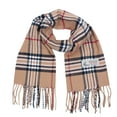 thumbnail image 3 of Women Men Camel Plaid Scarves Classic Warm Soft with Fringes for Winter, 3 of 4