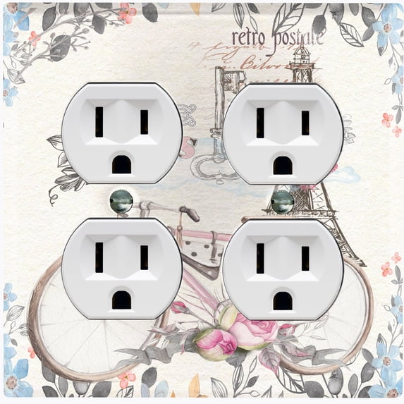 Metal Light Switch Plate Cover Vintage Paris Floral Eiffel Tower Card PRS023
