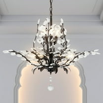 JONATHAN Y Elisana 28.5" 7-Light Contemporary Bohemian Iron/Acrylic LED Pendant, Oil Rubbed Bronze/Clear by JONATHAN  Y