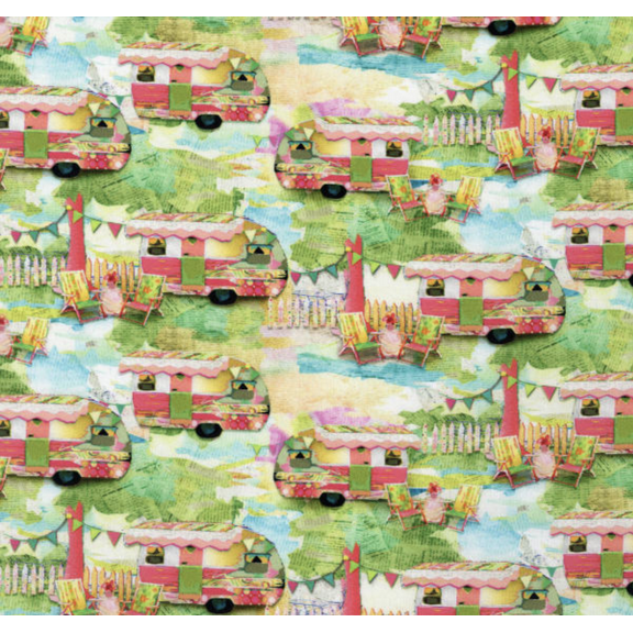 3 Wishes My Happy Place Campers Multi Fabric By The Yard