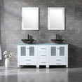 thumbnail image 6 of Wonline White 60" Bathroom Vanity Wood Cabinet w/ Glass Vessel Sink Bowl Oil Faucet Drain Combo, 6 of 7