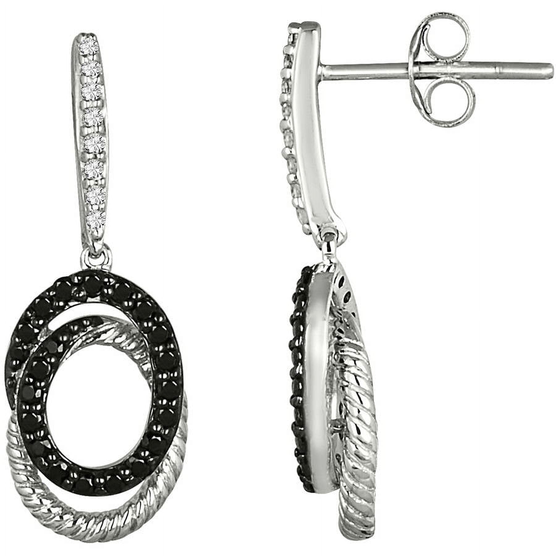 1/3 Carat T.W. White and Black Diamond Sterling Silver Swirl Earrings