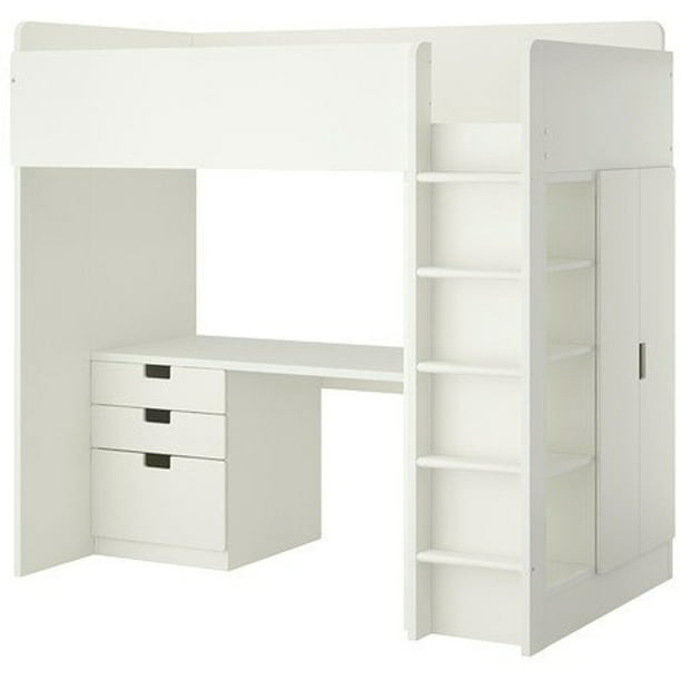 Ikea Twin Size Loft Bed With 3 Drawers, White Bunk Beds With Stairs Ikea