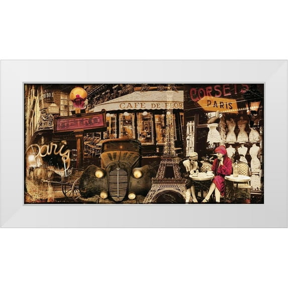 Sophie 6 14x9 White Modern Wood Framed Museum Art Print Titled - Streets of Paris