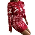 thumbnail image 2 of Cathery Women Christmas Jacquard Knit Dress Cute Christmas Oversized Sweater Dress Loose Pullover Holiday Sweater, 2 of 7