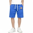 thumbnail image 7 of Boys Cotton Shorts Basketball Casual Sweatshorts with Pockets Drawstring Waist Straight Leg Comfy Shorts, Blue 7-8 Years, 7 of 7