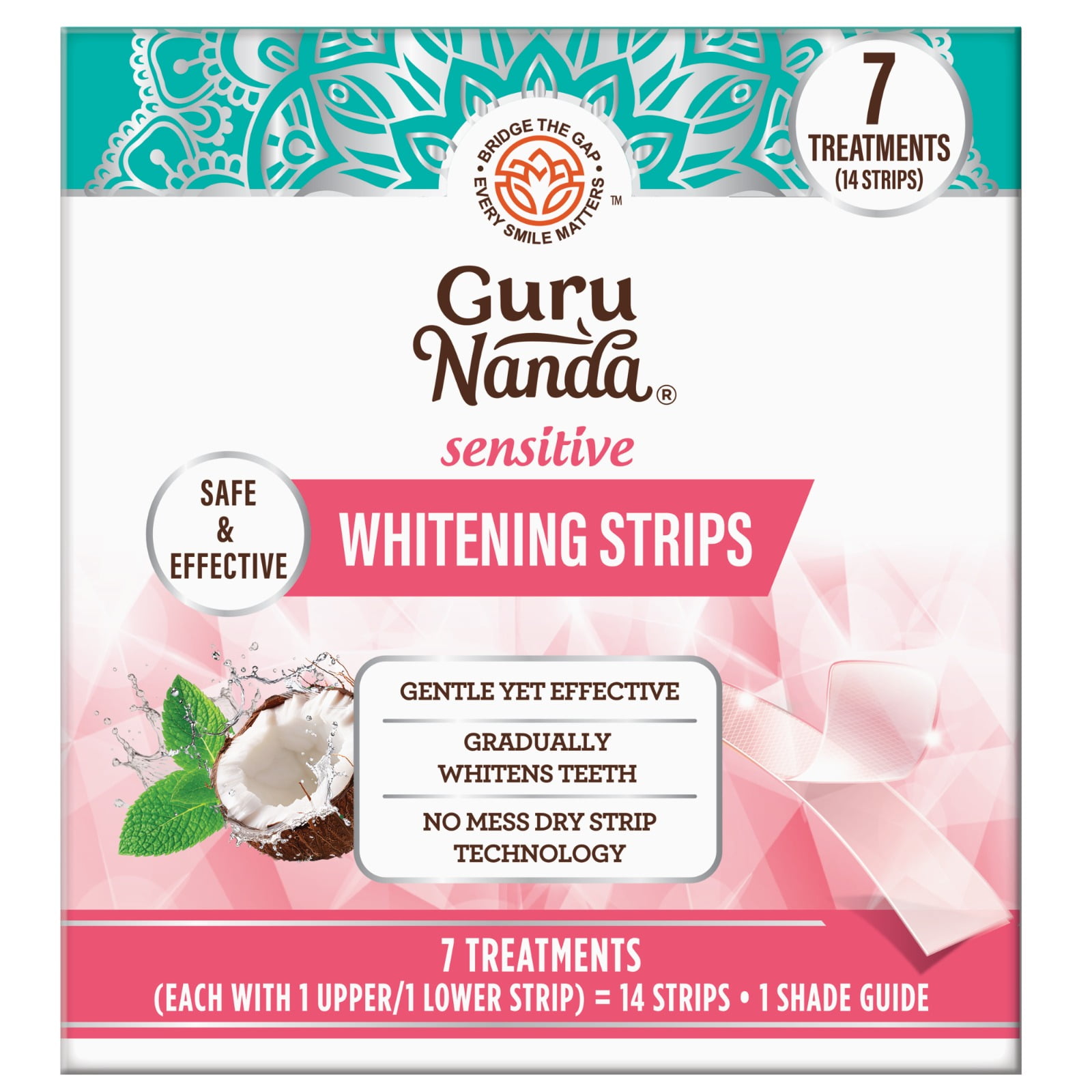 GuruNanda Sensitive Teeth Whitening Strips, Gentle on Teeth, Clinically Tested, 7-Day Treatment