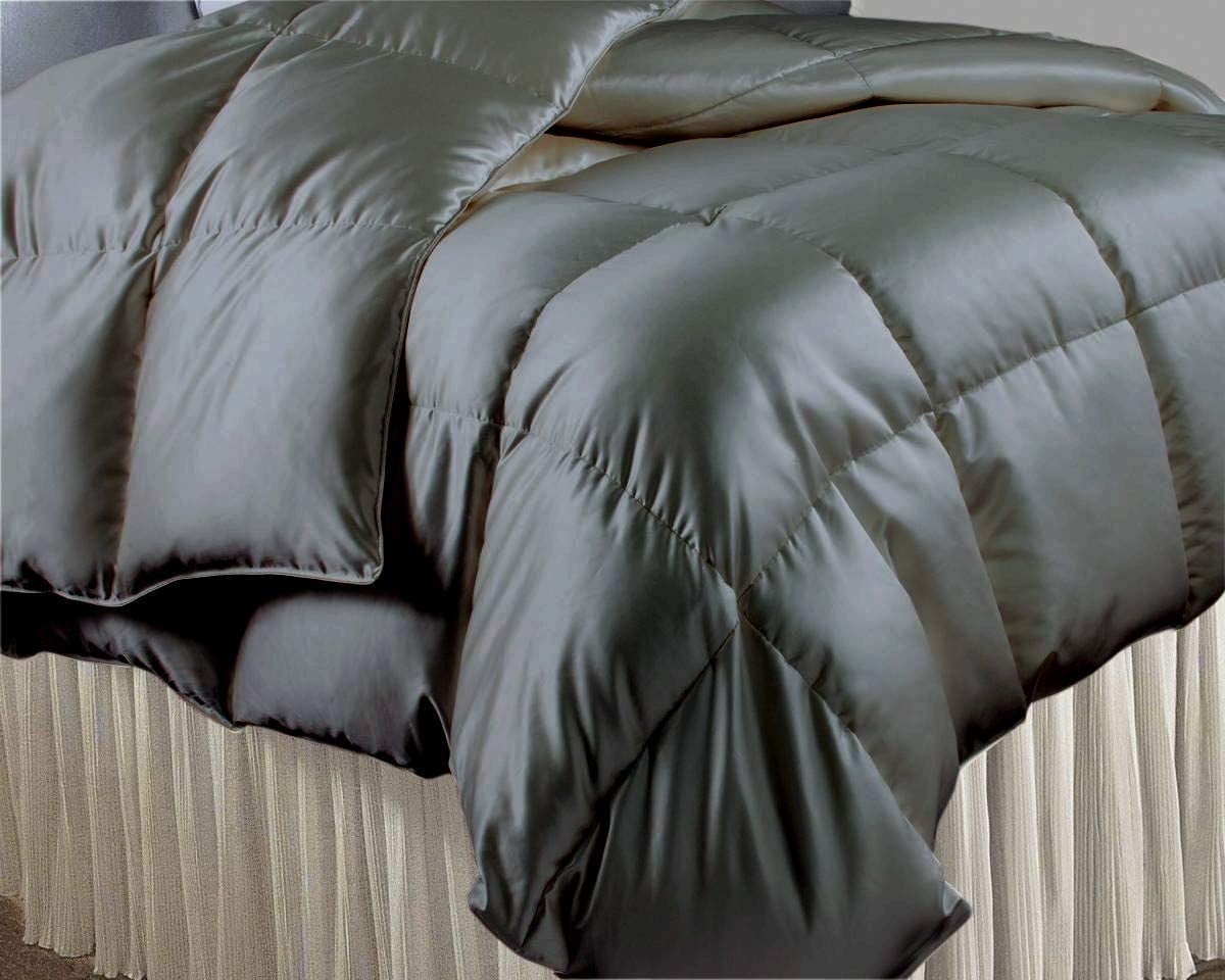 California King Comforter Set Satin Dark Gray 500 GSM Duvet Comforter