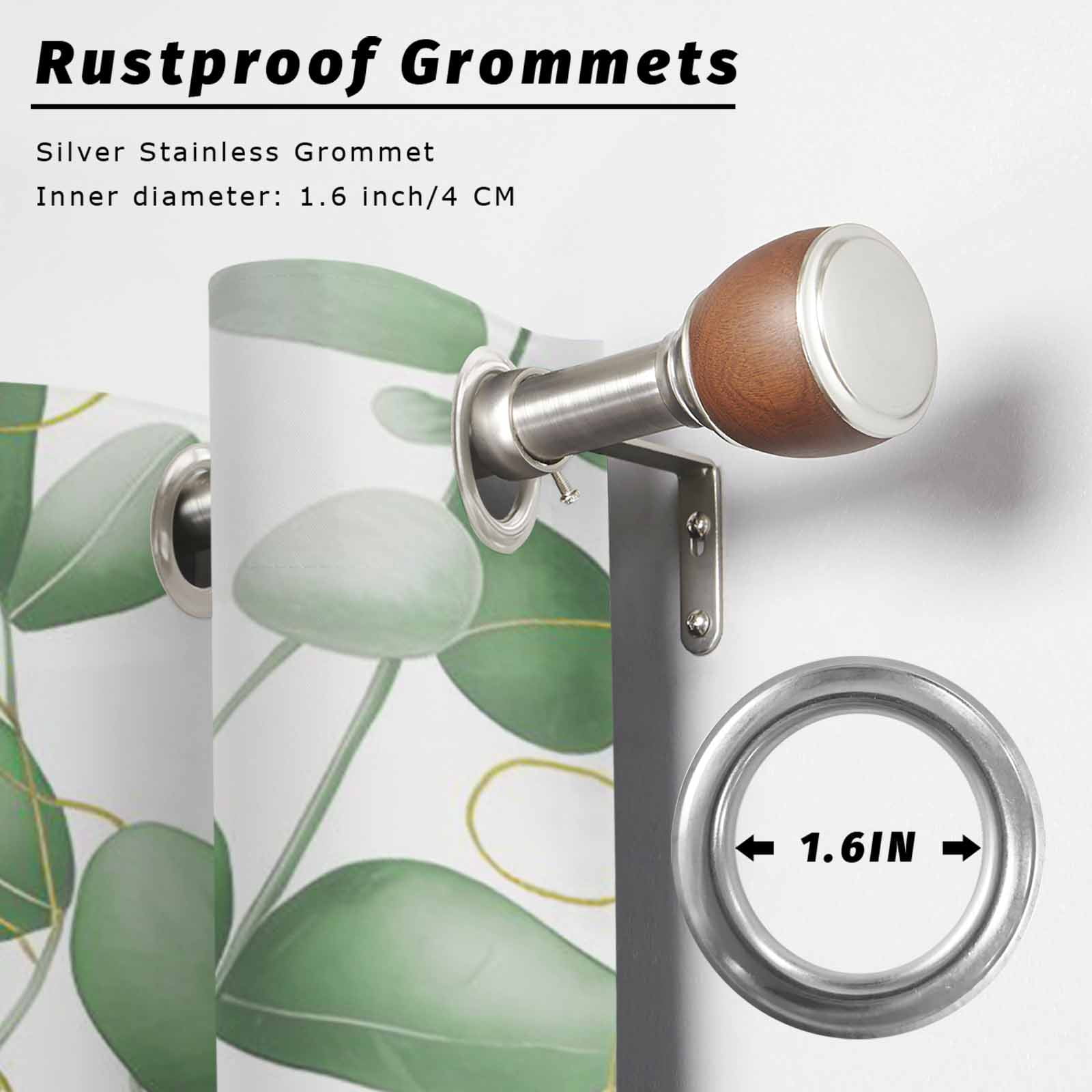 1 Panel Outdoor Curtains for Patio Waterproof 54"x108" Green Eucalyptus Leaves Weatherproof Privacy Outsides Curtains, Spring Farmhouse Country Plant Grommet Thermal Drapes for Cabana Porch Pergola