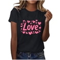 thumbnail image 4 of BiZtdJrK Limited Time Sale Women's Valentine's Day Shirts Loose Crew Neck Short Sleeve T Shirt Trendy Heart Graphic Tees Tops Casual Basic Blouse Black L, 4 of 6