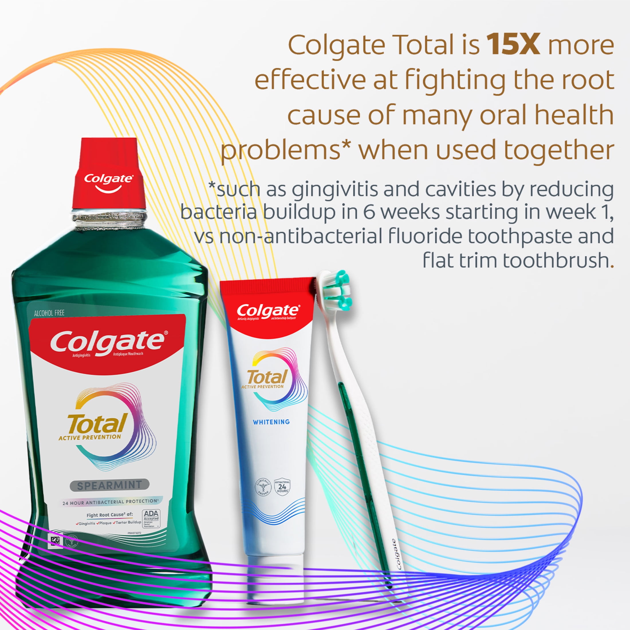 Colgate Total Alcohol Free Mouthwash, Spearmint, 500 mL