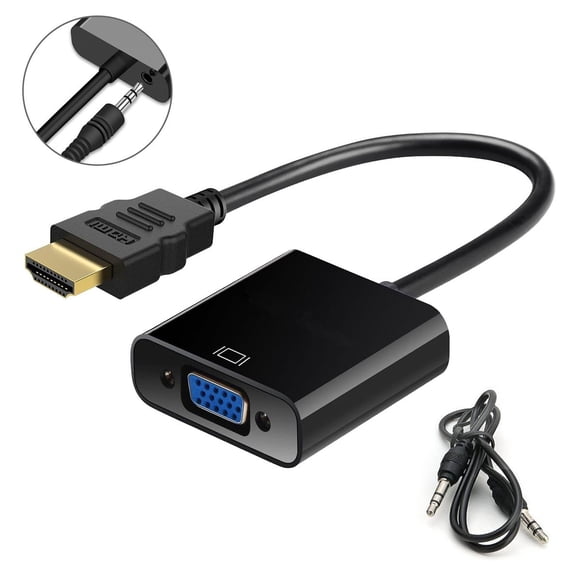 Cable Adaptador Convertidor HDMI a VGA KIMHI OF029BK + regalo Cable 3.5mm