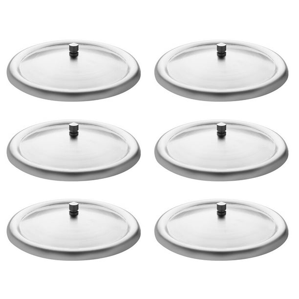 6 unids Copa de acero inoxidable tapa de la taza de conservación de calor cubre tapas a prueba de polvo redondas