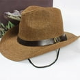 thumbnail image 1 of Unisex Cap Cowboy Trilby Hat Wide Brim Straw One Size Cap Hat, 1 of 6