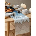 thumbnail image 6 of ERUNPONLY Navy Blue Ombre Stripe Table Runner - 72 Inch Long Abstract Summer Beach Coastal Cotton and Linen Blended Dress Scarves Farmhouse Table Runner for Kitchen Dining, Coffee Table, 16"x72", 6 of 8